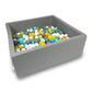 Piscine à Balles 110x110x40cm grise avec balles 600pcs (blanc, gris, turquoise, jaune, menthe)