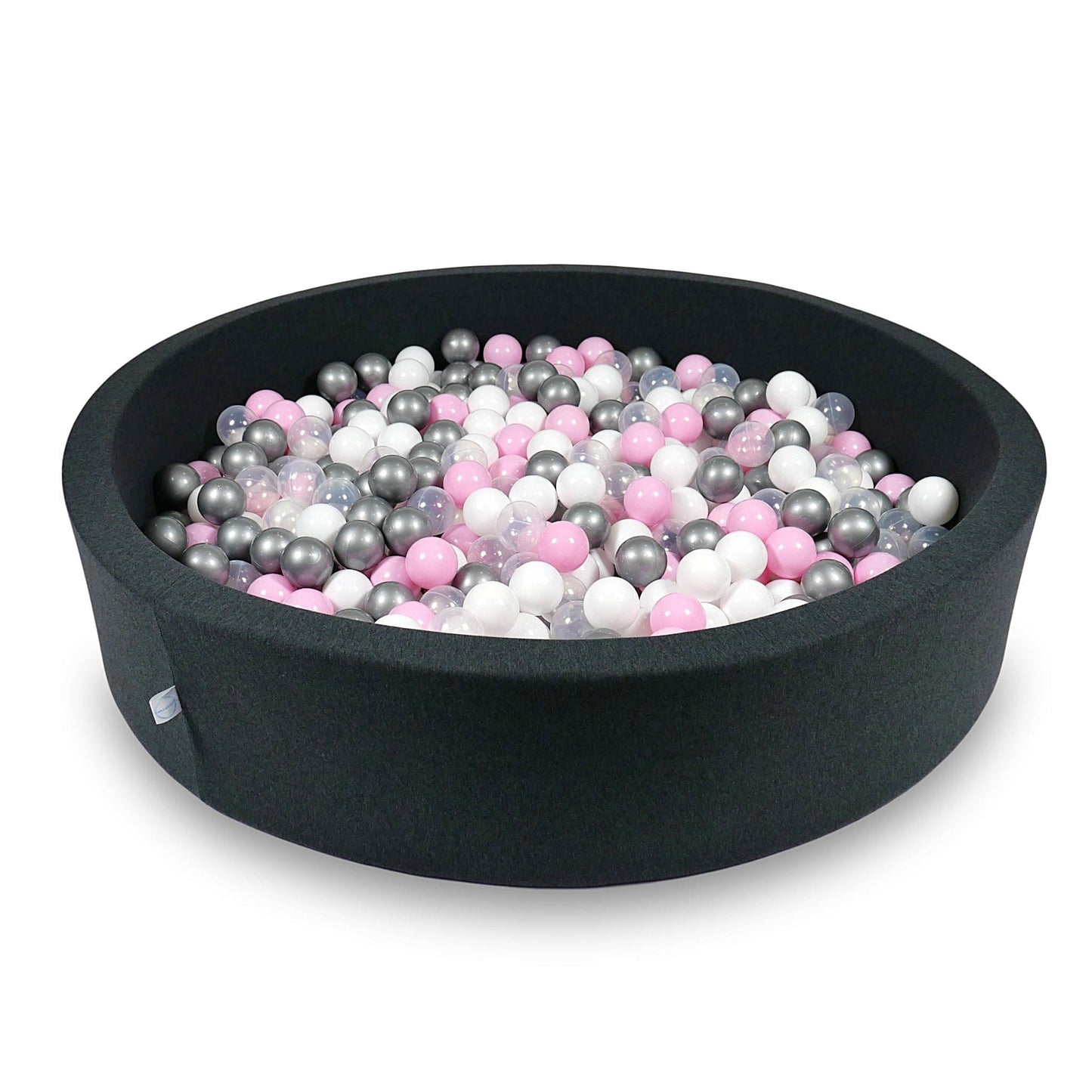 Piscine à Balles 130x30cm graphite avec balles 600pcs (rose clair, blanc, argent, transparent)