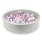 Piscine à Balles 130x30cm gris clair avec balles 600pcs (transparent, blanc, gris, rose poudré)