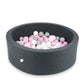Piscine à Balles 90x30cm graphite avec balles 200pcs (rose poudre, gris, blanc)