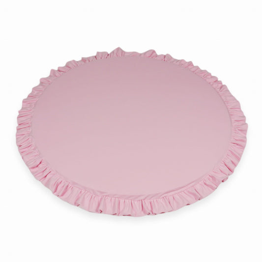 Tapis de jeu 100cm pour bébé rond avec volant, Rose poudré