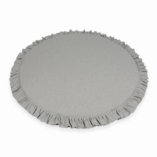 Tapis de jeu 100cm pour bébé rond avec volant, Gris clair