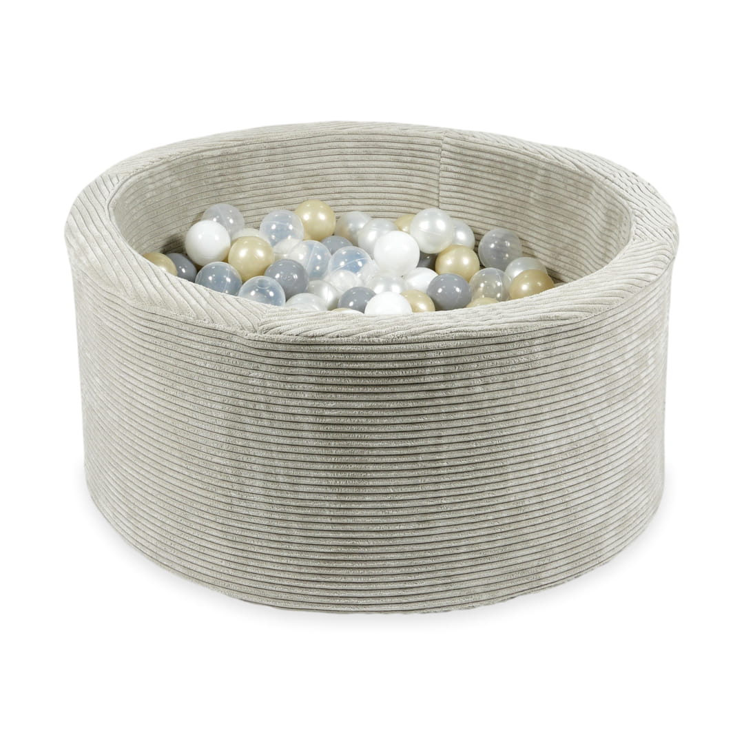 Piscine à Balles 90x40 corduroy gris avec balles 300 pcs (transparent, blanc, perle, gris, or clair)