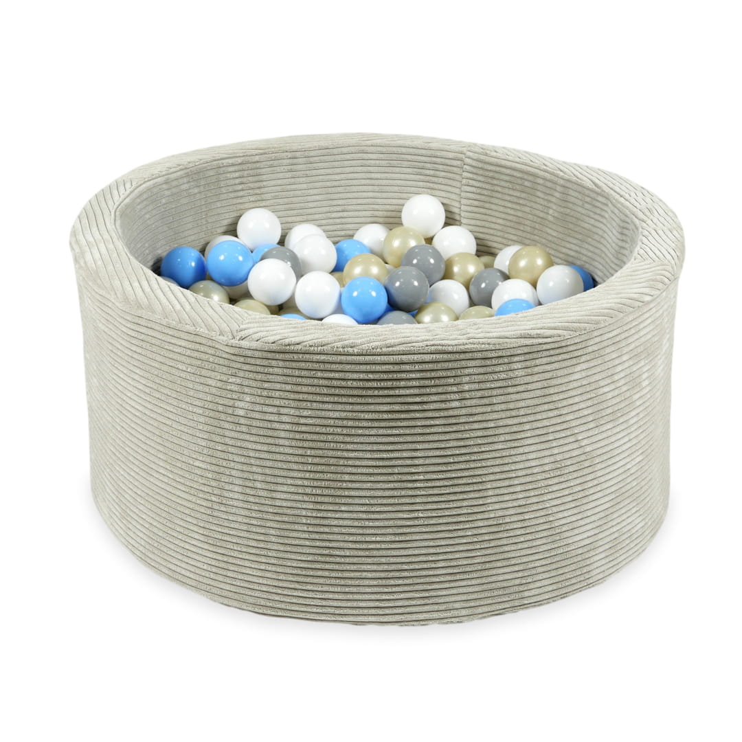 Piscine à Balles 90x40 corduroy gris avec balles 300 pcs (or clair, bleu clair, gris, blanc)