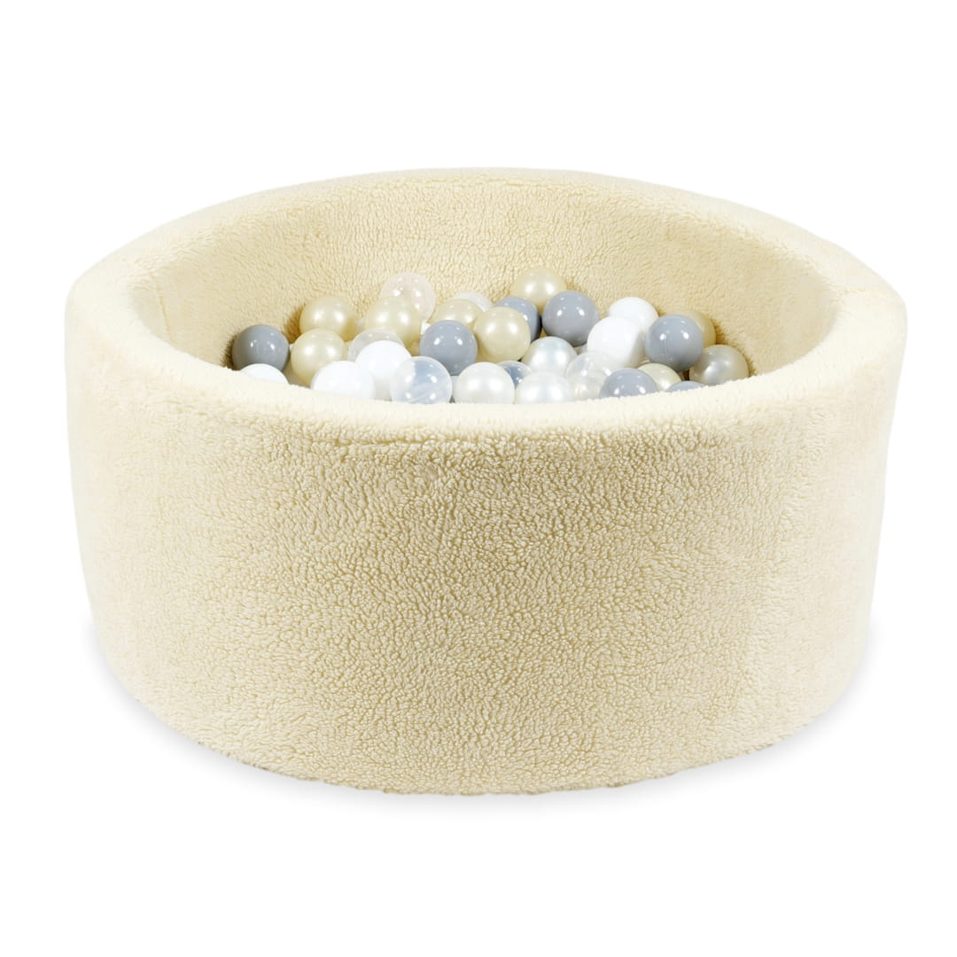 Piscine à Balles 90x40 Teddy Beige avec balles 300 pcs (transparent, blanc, perle, gris, or clair)