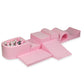 Plus grande aire de jeux en mousse avec piscine micro rose poudré + 100 balles (perle, argent, rose clair)