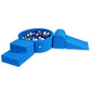 Aire de jeux en mousse avec piscine ronde 90x30 bleu + 200 balles (bleu, argent, blanc)