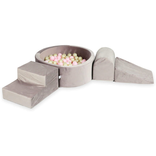 Aire de jeux en mousse avec piscine ronde 90x30 velvet lilac + 200 balles (or clair, rose clair)