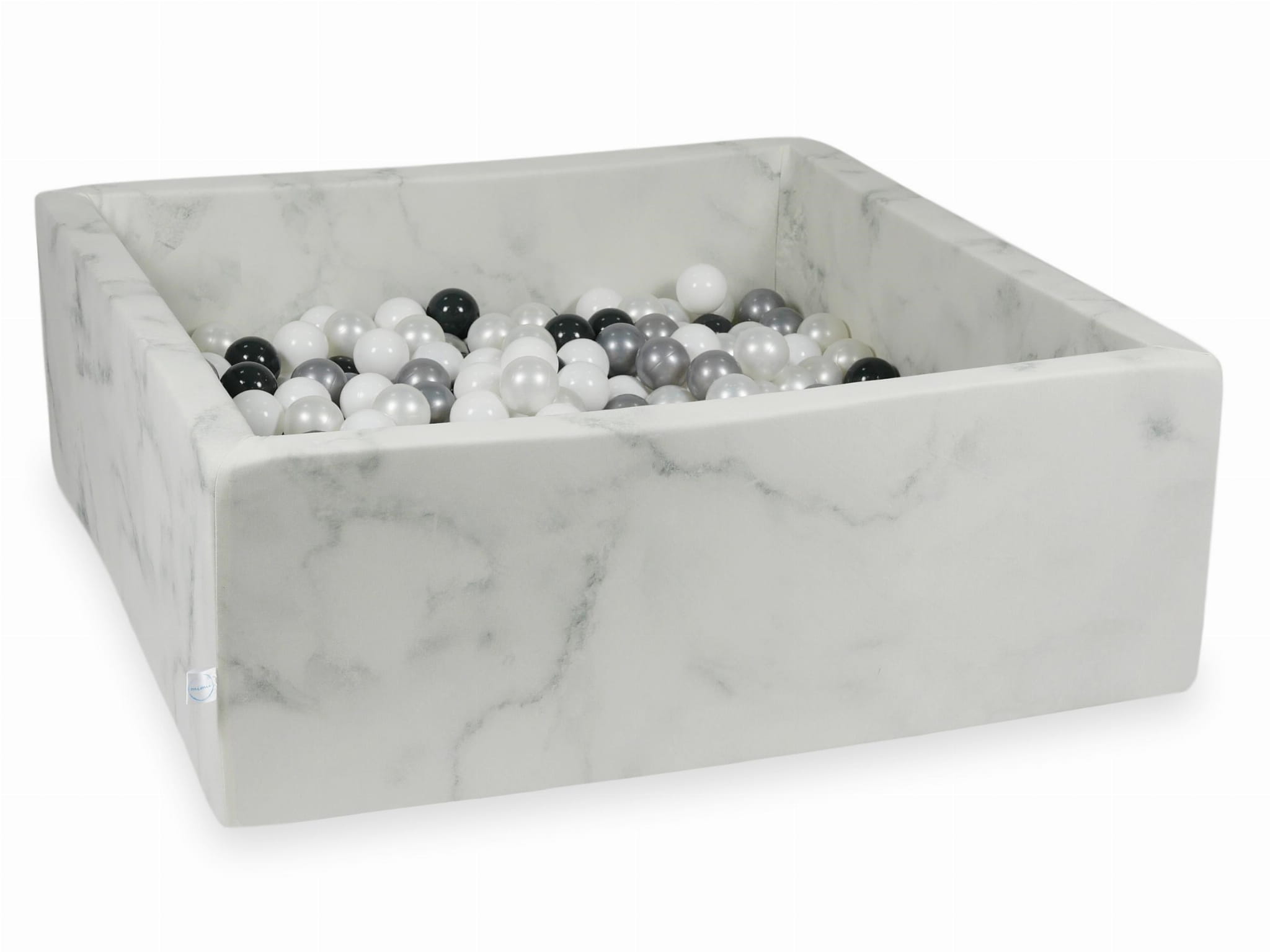 Piscine à Balles 110x110x40 marbre avec balles 600 pcs (blanc, perle, argent, graphite)