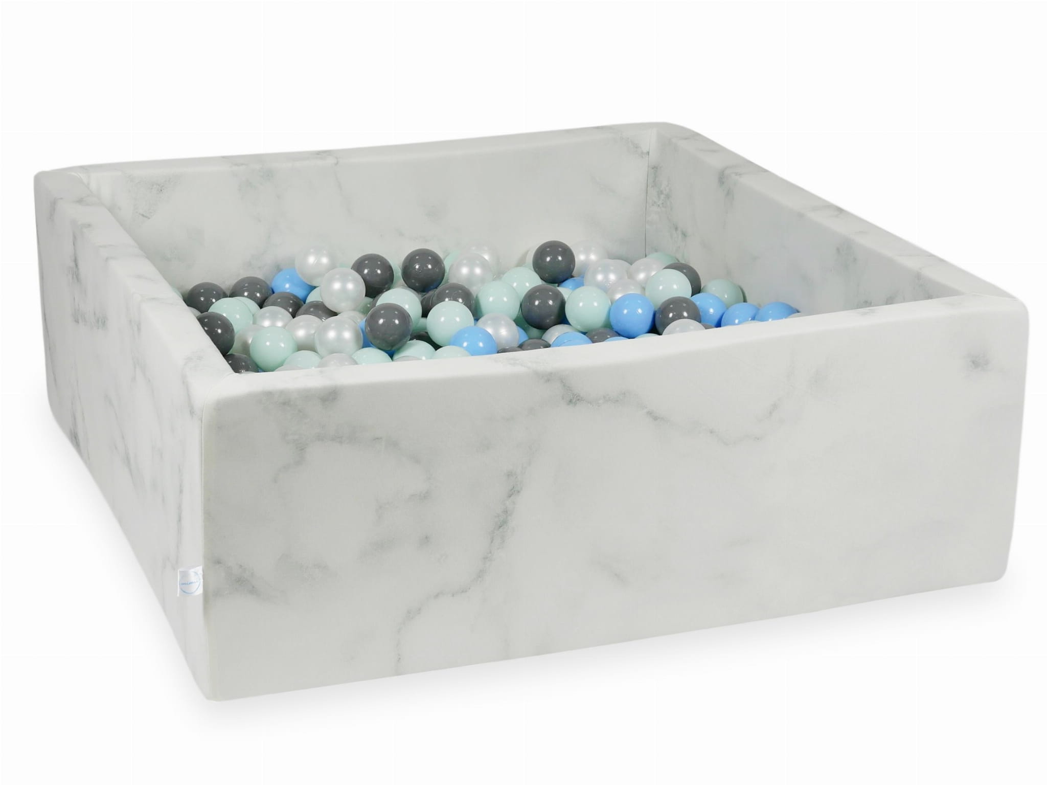Piscine à Balles 110x110x40 marbre avec balles 600 pcs (menthe claire, bleu clair, gris, perle)