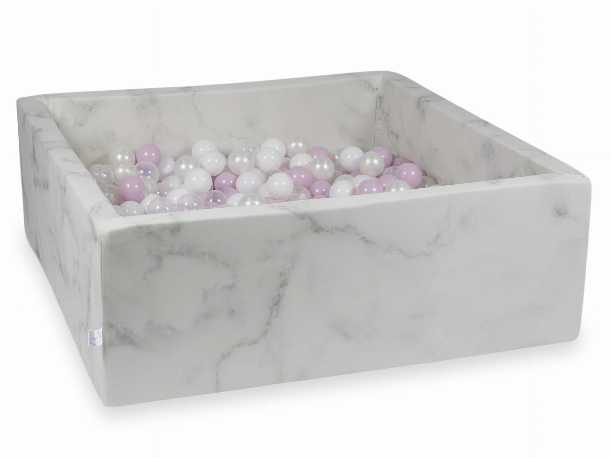 Piscine à Balles 110x110x40 marbre avec balles 600 pcs (rose clair perlé, blanc, transparent, perle)