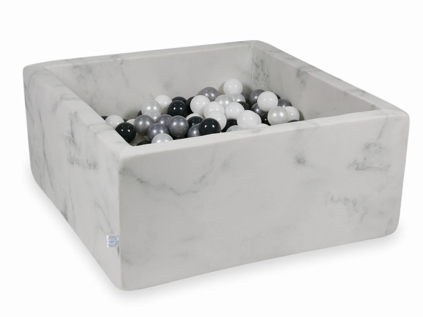 Piscine à Balles 90x90x40 marbre avec balles 400 pcs (blanc, perle, argent, graphite)