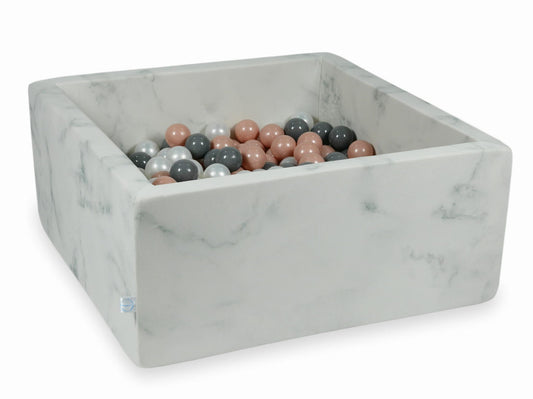 Piscine à Balles 90x90x40 marbre avec balles 400 pcs (or rose, gris, perle)