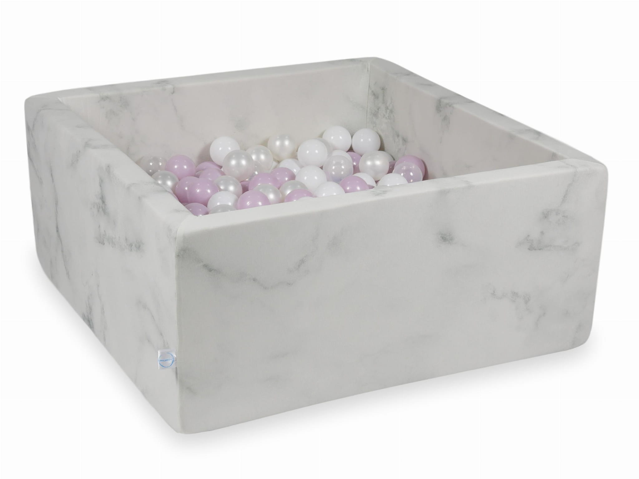 Piscine à Balles 90x90x40 marbre avec balles 400 pcs (rose clair perlé, blanc, transparent, perle)