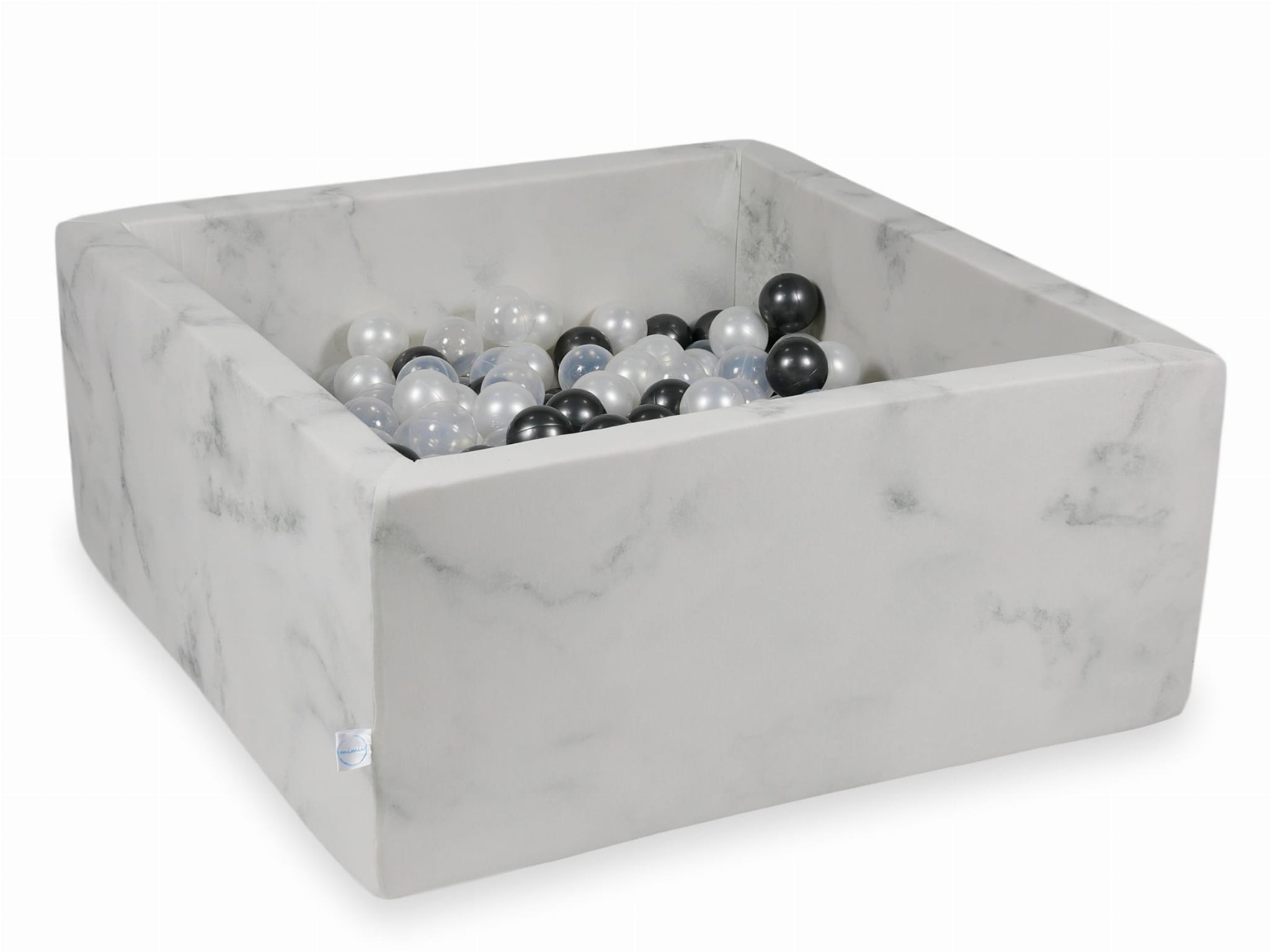 Piscine à Balles 90x90x40 marbre avec balles 400 pcs (graphite métallique, perle, transparent)