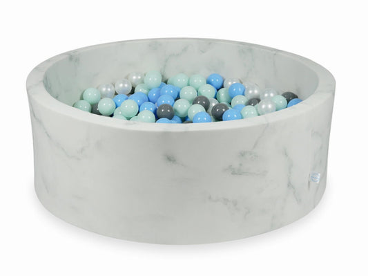 Piscine à Balles 110x40 marbre avec balles 500 pcs (menthe claire, bleu clair, gris, perle)