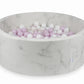 Piscine à Balles 110x40 marbre avec balles 500 pcs (rose clair perlé, blanc, transparent, perle)