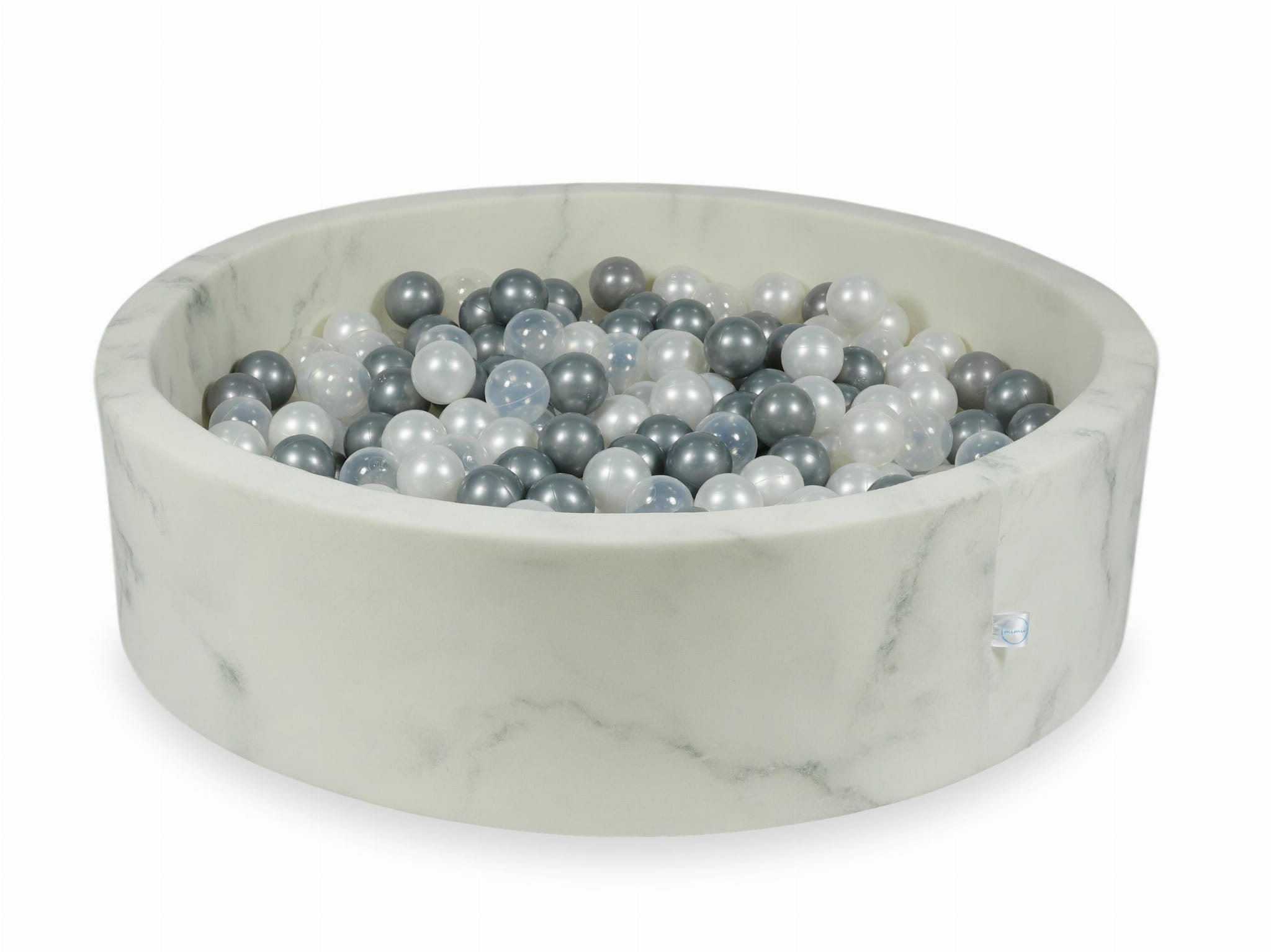 Piscine à Balles 110x30 marbre avec balles 400 pcs (perle, transparent, argent)