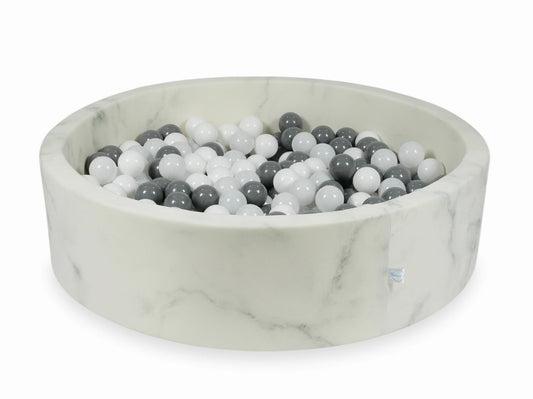 Piscine à Balles 110x30 marbre avec balles 400 pcs (blanc, gris, pull blanc)