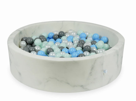 Piscine à Balles 110x30 marbre avec balles 400 pcs (menthe claire, bleu clair, gris, perle)