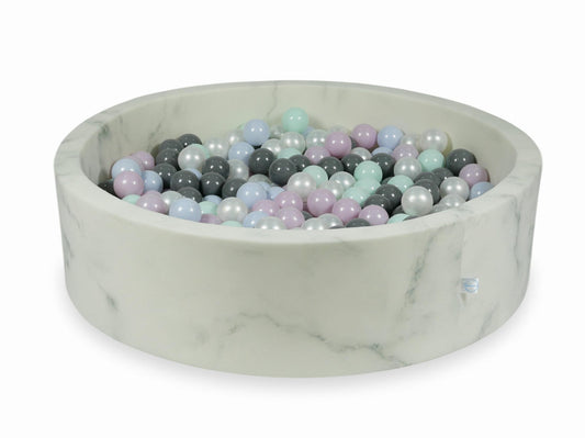 Piscine à Balles 110x30 marbre avec balles 400 pcs (menthe claire, rose perle claire, bleu perle claire, perle, gris)