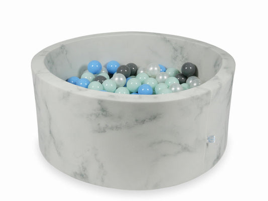 Piscine à Balles 90x40 marbre avec balles 300 pcs (menthe claire, bleu clair, gris, perle)