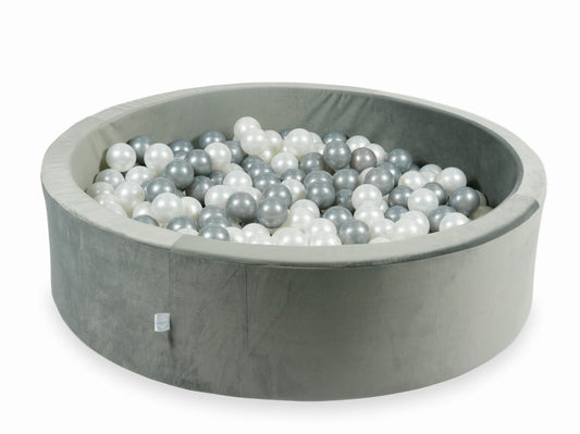 Piscine à Balles 110x30 Velvet gris avec balles 400 pcs (perle, argent)