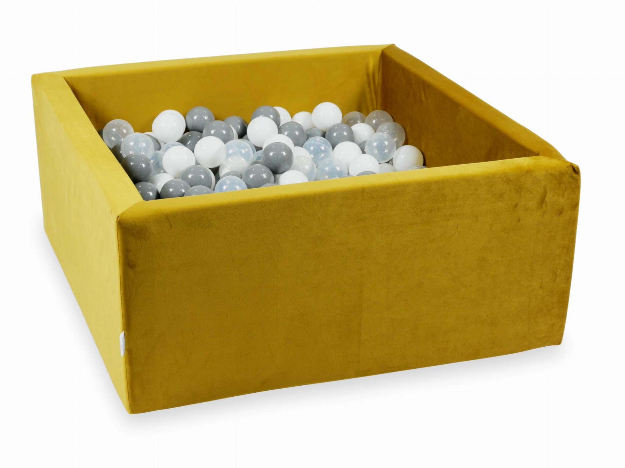 Piscine à Balles 90x90x40 Velvet dore avec balles 400 pcs (blanc, gris, transparent)