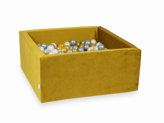 Piscine à Balles 90x90x40 Velvet dore avec balles 400 pcs (or, argent, perle)