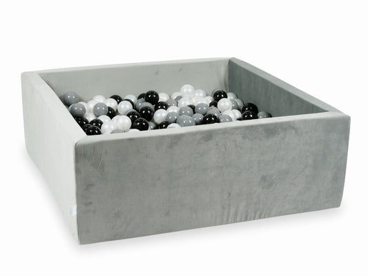 Piscine à Balles 110x110x40 Velvet gris avec balles 600 pcs (noir, gris, perle)