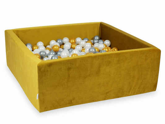 Piscine à Balles 110x110x40 Velvet dore avec balles 600 pcs (or, argent, perle)