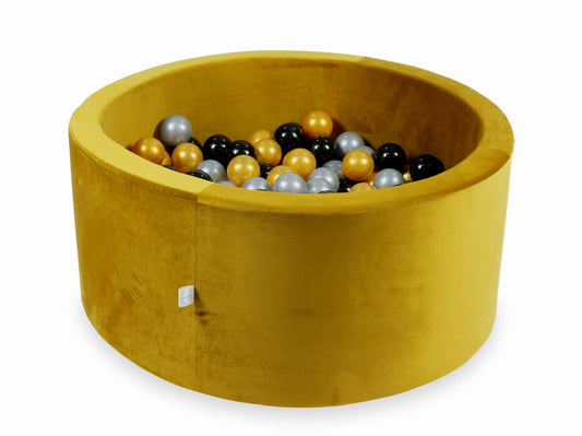Piscine à Balles 90x40 Velvet dore avec balles 300 pcs (argent, or, noir)