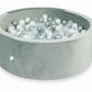 Piscine à Balles 110x40 Velvet gris avec balles 500 pcs (transparent, perlé, argenté)