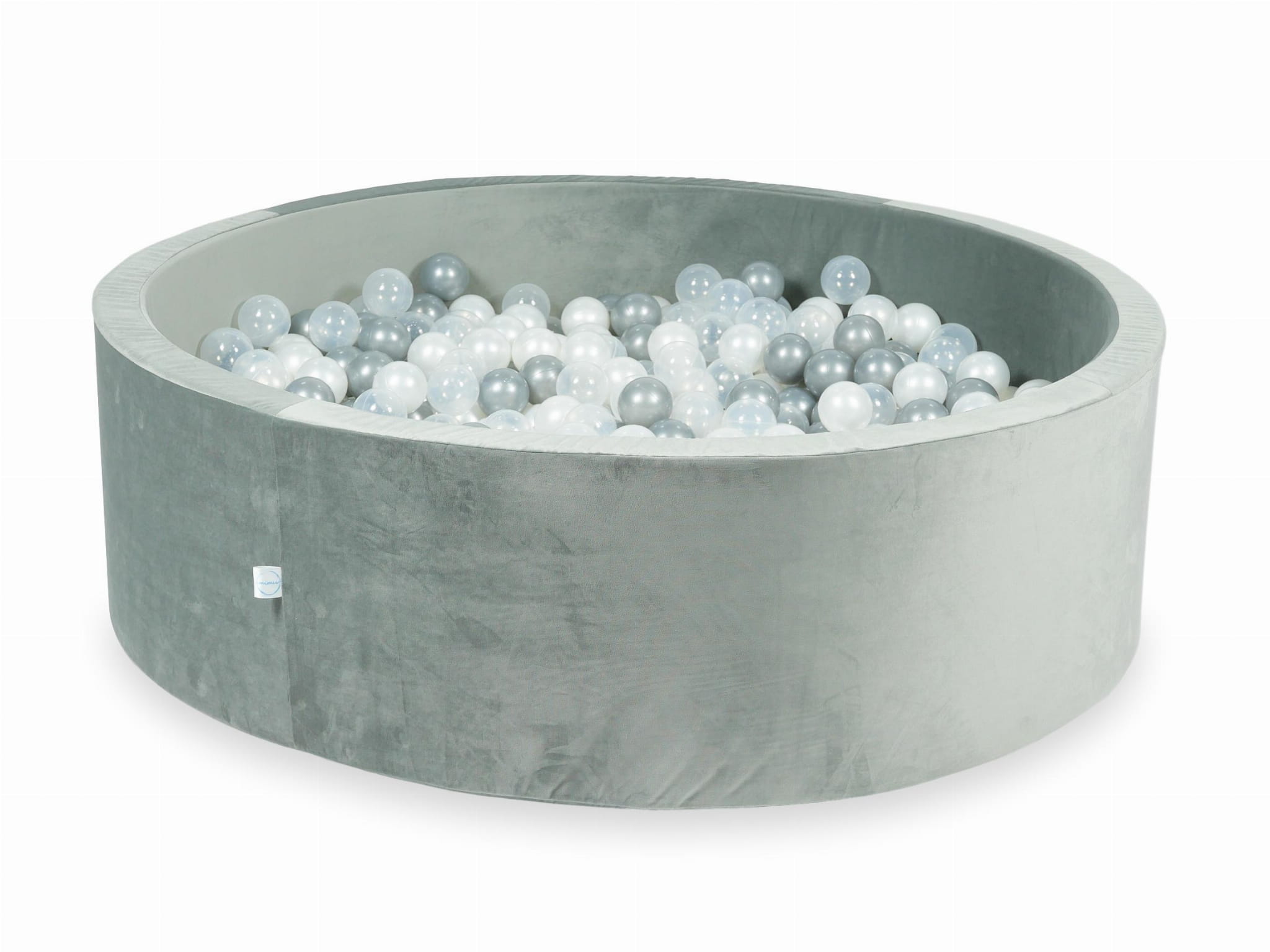 Piscine à Balles 130x40 Velvet gris avec balles 700 pcs (transparent, perlé, argenté)