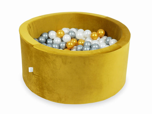Piscine à Balles 90x40 Velvet dore avec balles 300 pcs (or, argent, perle)
