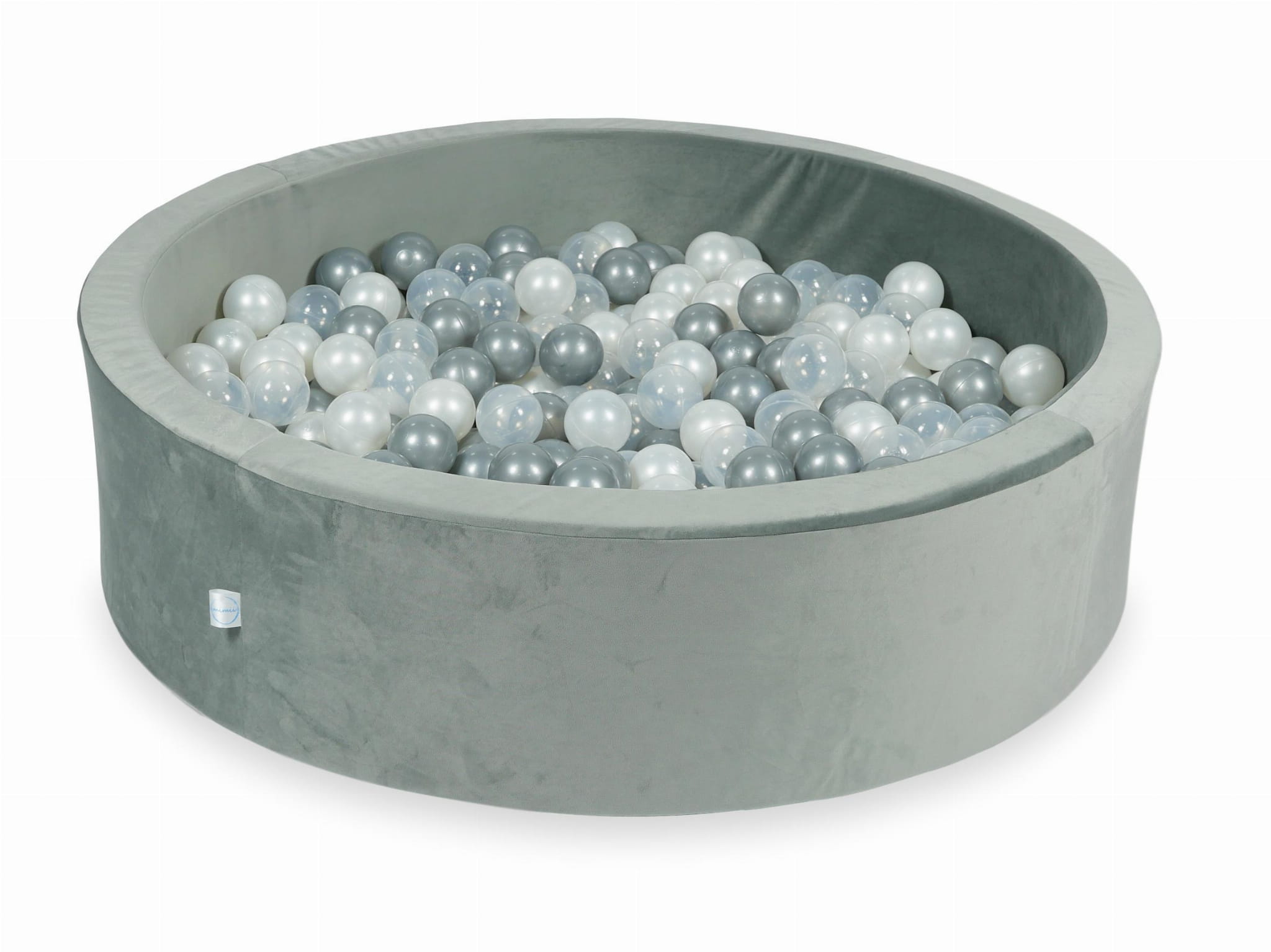 Piscine à Balles 110x30 Velvet gris avec balles 400 pcs (transparent, perlé, argenté)
