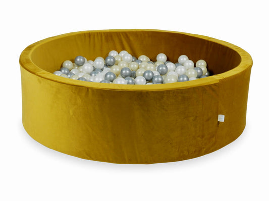 Piscine à Balles 130x40 Velvet dore avec balles 700 pcs (or clair, argent, perle)