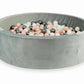 Piscine à Balles 130x40 Velvet gris avec balles 700 pcs (rose or, graphite métallique, iridescent)