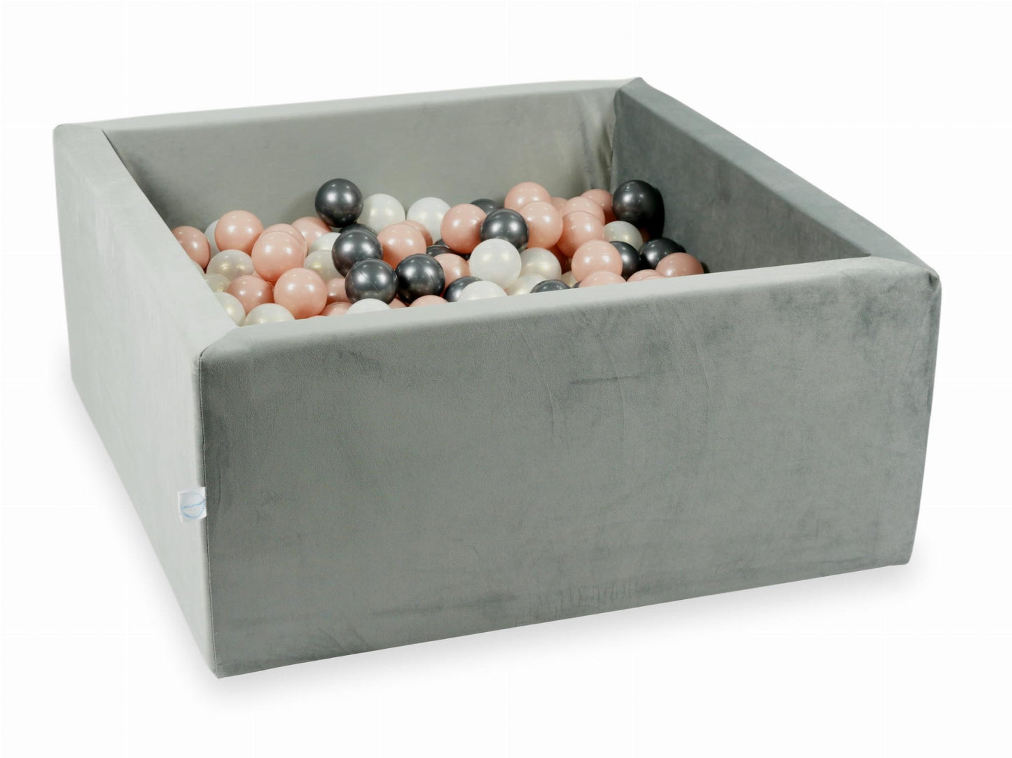 Piscine à Balles 90x90x40 Velvet gris avec balles 400 pcs (rose or, graphite métallique, iridescent)