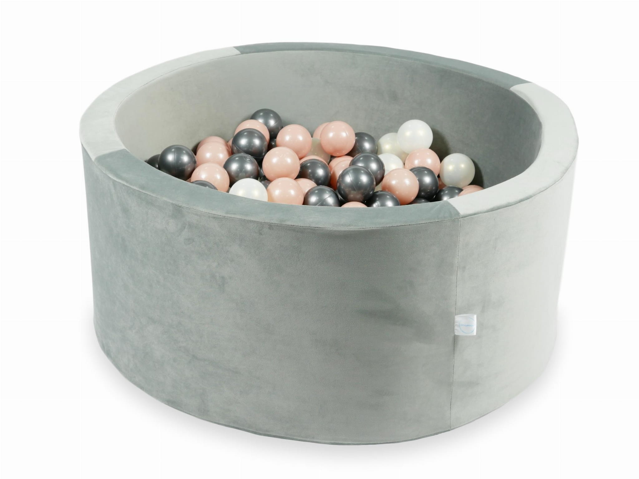 Piscine à Balles 90x40 Velvet gris avec balles 300 pcs (rose or, graphite métallique, iridescent)
