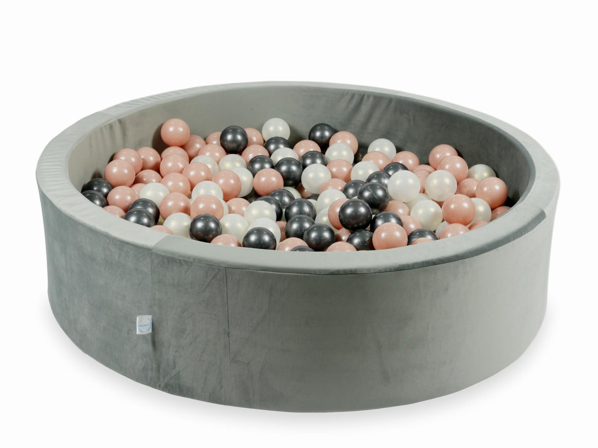 Piscine à Balles 110x30 Velvet gris avec balles 400 pcs (rose or, graphite métallique, iridescent)