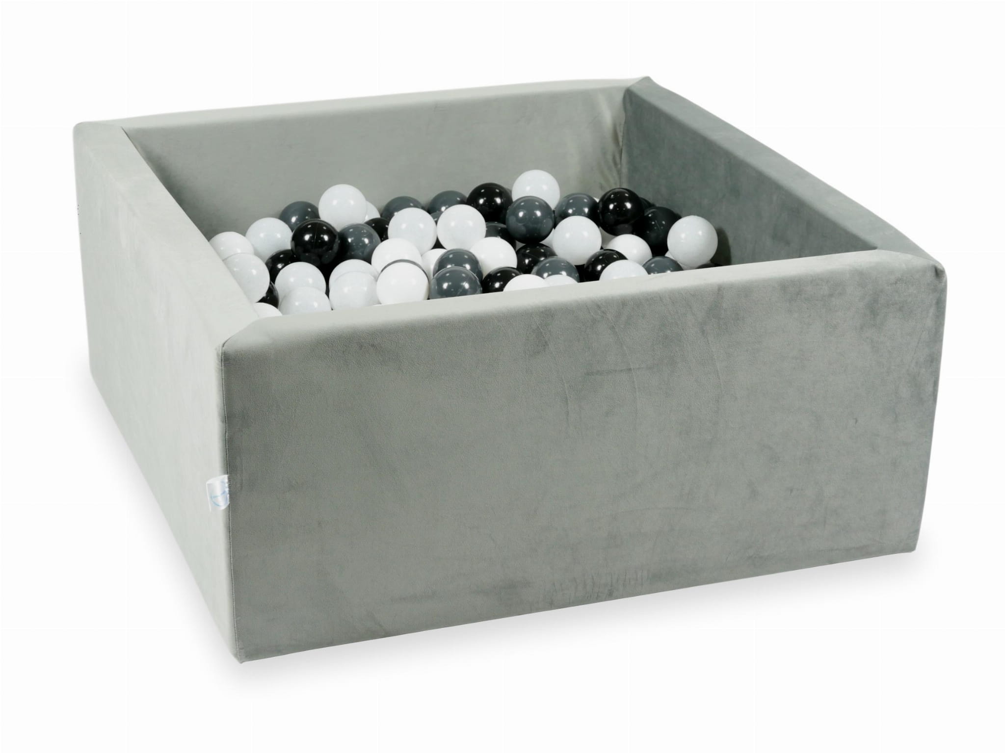 Piscine à Balles 90x90x40 Velvet gris avec balles 400 pcs (transparent, blanc, perlé, rose clair, or rose)
