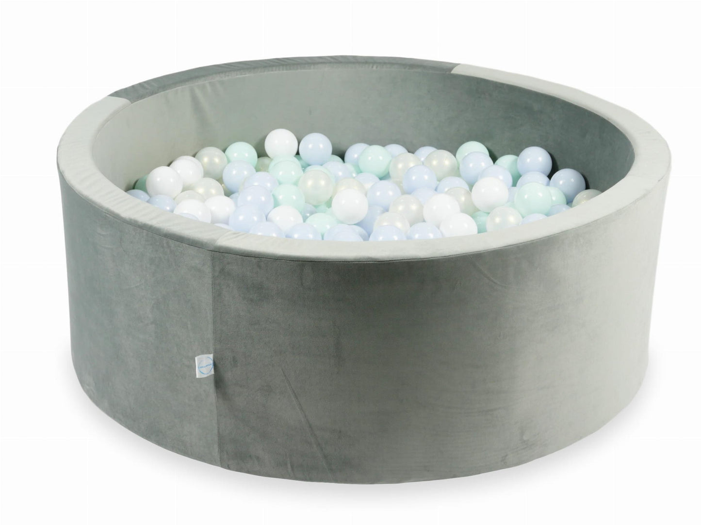Piscine à Balles 110x40 Velvet gris avec balles 500 pcs (bleu perle claire, menthe clair, iridescent, blanc)