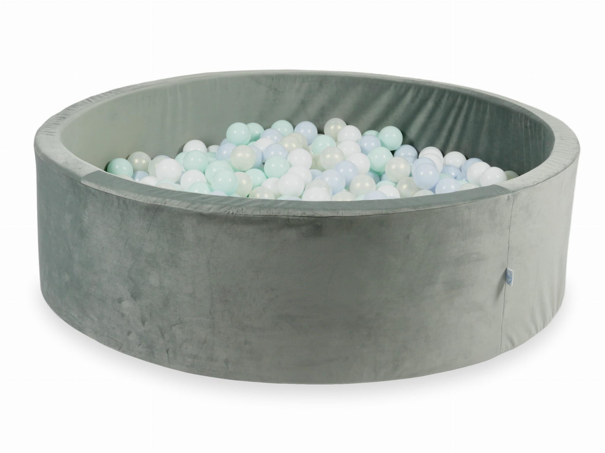 Piscine à Balles 130x40 Velvet gris avec balles 700 pcs (bleu perle claire, menthe clair, iridescent, blanc)