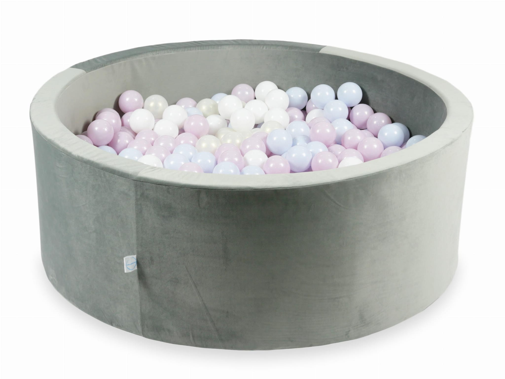 Piscine à Balles 110x40 Velvet gris avec balles 500 pcs (rose perle claire, bleu perle claire, iridescent, blanc)