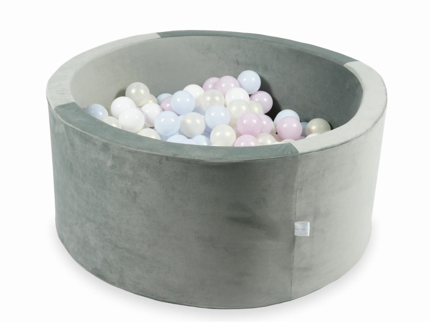 Piscine à Balles 90x40 Velvet gris avec balles 300 pcs (rose perle claire, bleu perle claire, iridescent, blanc)