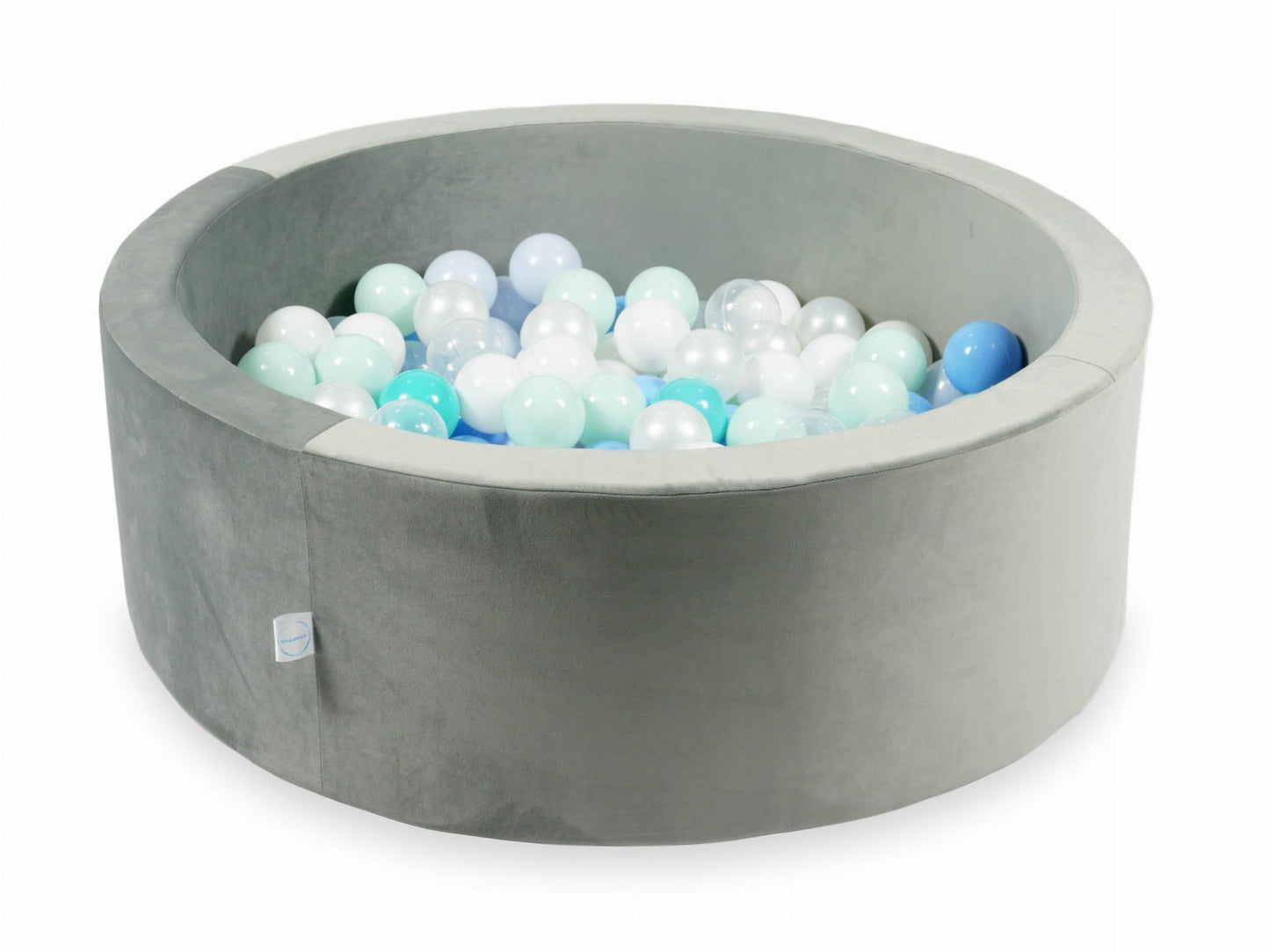 Piscine à Balles 90x30 Velvet gris avec balles 200 pcs (menthe claire, turquoise, bleu clair, bleu clair perlé, iridescent, perle, blanc, transparent)