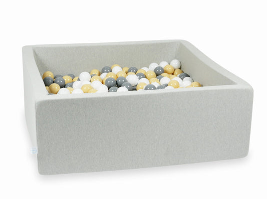 Piscine à Balles 110x110x40 gris clair avec balles 600 pcs (beige, gris, blanc)