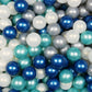 Balles de jeu ø7cm 50 pièces métalliques turquoise, bleu métallique, iridescent, argenté