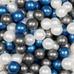 Balles de jeu ø7cm 50 pièces perle, bleu métallique, graphite métallique